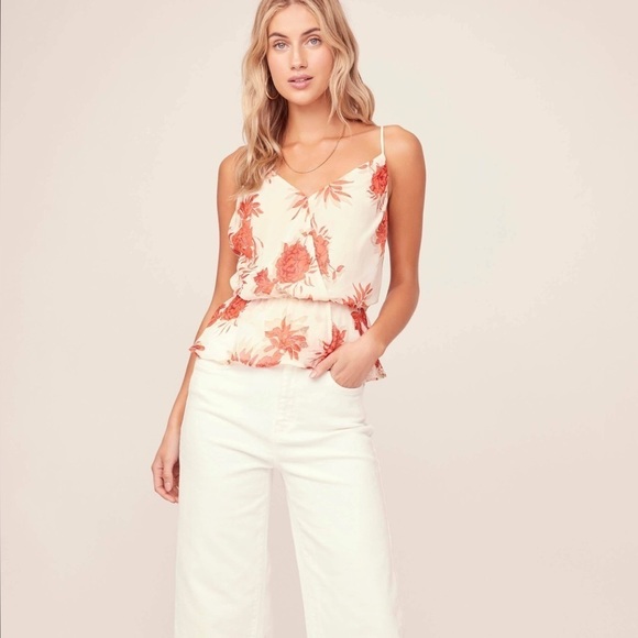 ASTR THE LABEL STRAPPY FLORAL CAMI ADJUSTABLE BACK CRISSCROSS STRAPS BLOUSE XS - Picture 3 of 6